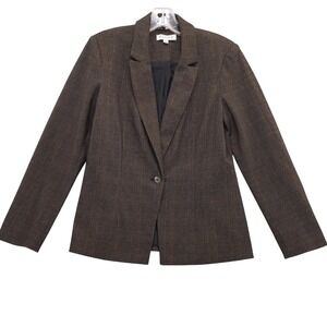 Nanette Lepore‎ Blazer Womens 4 Brown Plaid Jacket